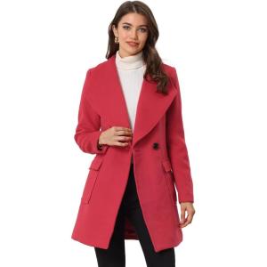 imageAllegra K Womens Winter Shawl Collar Long Sleeve Tie Belt Wrap Coats with PocketsRed