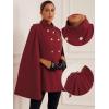 imageAllegra K Cape Coats for Womens Winter Slit Sleeve Double Breasted Cloak CoatBurgundy