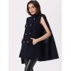 imageAllegra K Cape Coats for Womens Winter Slit Sleeve Double Breasted Cloak CoatDark Blue