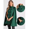 imageAllegra K Cape Coats for Womens Winter Slit Sleeve Double Breasted Cloak CoatDark Green