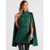 imageAllegra K Cape Coats for Womens Winter Slit Sleeve Double Breasted Cloak CoatDark Green