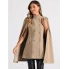 imageAllegra K Cape Coats for Womens Winter Slit Sleeve Double Breasted Cloak CoatKhaki