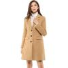 imageAllegra K Womens 2024 Pea Coat Single Breasted Long Winter Coats for WomenBrowns