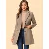 imageAllegra K Womens 2024 Pea Coat Single Breasted Long Winter Coats for WomenDark Beige