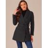 imageAllegra K Womens Notch Lapel Double Breasted Belted Mid Long Outwear Winter CoatBlack