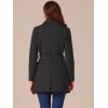 imageAllegra K Womens Notch Lapel Double Breasted Belted Mid Long Outwear Winter CoatBlack