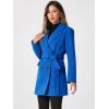 imageAllegra K Womens Notch Lapel Double Breasted Belted Mid Long Outwear Winter CoatBlue