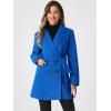 imageAllegra K Womens Notch Lapel Double Breasted Belted Mid Long Outwear Winter CoatBlue