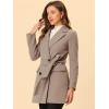 imageAllegra K Womens Notch Lapel Double Breasted Belted Mid Long Outwear Winter CoatBrown