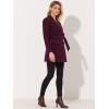 imageAllegra K Womens Notch Lapel Double Breasted Belted Mid Long Outwear Winter CoatBurgundy