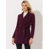 imageAllegra K Womens Notch Lapel Double Breasted Belted Mid Long Outwear Winter CoatBurgundy