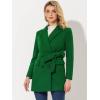 imageAllegra K Womens Notch Lapel Double Breasted Belted Mid Long Outwear Winter CoatDark Green