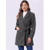 imageAllegra K Womens Notch Lapel Double Breasted Belted Mid Long Outwear Winter CoatDark Grey