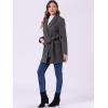 imageAllegra K Womens Notch Lapel Double Breasted Belted Mid Long Outwear Winter CoatDark Grey