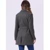 imageAllegra K Womens Notch Lapel Double Breasted Belted Mid Long Outwear Winter CoatDark Grey