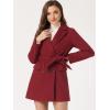 imageAllegra K Womens Notch Lapel Double Breasted Belted Mid Long Outwear Winter CoatDark Red