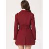 imageAllegra K Womens Notch Lapel Double Breasted Belted Mid Long Outwear Winter CoatDark Red
