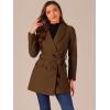 imageAllegra K Womens Notch Lapel Double Breasted Belted Mid Long Outwear Winter CoatDeep Brown