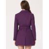 imageAllegra K Womens Notch Lapel Double Breasted Belted Mid Long Outwear Winter CoatDeep Purple