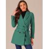 imageAllegra K Womens Notch Lapel Double Breasted Belted Mid Long Outwear Winter CoatGreen