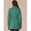 imageAllegra K Womens Notch Lapel Double Breasted Belted Mid Long Outwear Winter CoatGreen