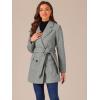 imageAllegra K Womens Notch Lapel Double Breasted Belted Mid Long Outwear Winter CoatGrey