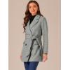 imageAllegra K Womens Notch Lapel Double Breasted Belted Mid Long Outwear Winter CoatGrey