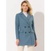 imageAllegra K Womens Notch Lapel Double Breasted Belted Mid Long Outwear Winter CoatGrey Blue