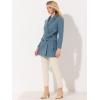 imageAllegra K Womens Notch Lapel Double Breasted Belted Mid Long Outwear Winter CoatGrey Blue