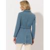 imageAllegra K Womens Notch Lapel Double Breasted Belted Mid Long Outwear Winter CoatGrey Blue