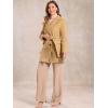 imageAllegra K Womens Notch Lapel Double Breasted Belted Mid Long Outwear Winter CoatKhaki