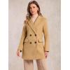 imageAllegra K Womens Notch Lapel Double Breasted Belted Mid Long Outwear Winter CoatKhaki