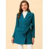 imageAllegra K Womens Notch Lapel Double Breasted Belted Mid Long Outwear Winter CoatLake Blue