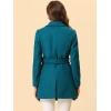 imageAllegra K Womens Notch Lapel Double Breasted Belted Mid Long Outwear Winter CoatLake Blue