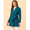 imageAllegra K Womens Notch Lapel Double Breasted Belted Mid Long Outwear Winter CoatLake Blue