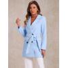 imageAllegra K Womens Notch Lapel Double Breasted Belted Mid Long Outwear Winter CoatLight Blue