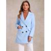 imageAllegra K Womens Notch Lapel Double Breasted Belted Mid Long Outwear Winter CoatLight Blue