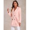 imageAllegra K Womens Notch Lapel Double Breasted Belted Mid Long Outwear Winter CoatLight Pink