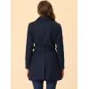 imageAllegra K Womens Notch Lapel Double Breasted Belted Mid Long Outwear Winter CoatNavy Blue