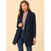 imageAllegra K Womens Notch Lapel Double Breasted Belted Mid Long Outwear Winter CoatNavy Blue