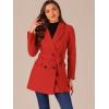 imageAllegra K Womens Notch Lapel Double Breasted Belted Mid Long Outwear Winter CoatRed