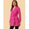 imageAllegra K Womens Notch Lapel Double Breasted Belted Mid Long Outwear Winter CoatRose Red