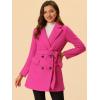 imageAllegra K Womens Notch Lapel Double Breasted Belted Mid Long Outwear Winter CoatRose Red