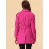 imageAllegra K Womens Notch Lapel Double Breasted Belted Mid Long Outwear Winter CoatRose Red