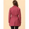 imageAllegra K Womens Notch Lapel Double Breasted Belted Mid Long Outwear Winter CoatWatermelon Red