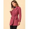 imageAllegra K Womens Notch Lapel Double Breasted Belted Mid Long Outwear Winter CoatWatermelon Red