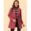 imageAllegra K Womens Notch Lapel Double Breasted Belted Mid Long Outwear Winter CoatWatermelon Red