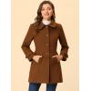 imageAllegra K Womens Peter Pan Collar Overcoat Winter Buttoned Single Breasted Long CoatBrown