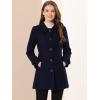 imageAllegra K Womens Peter Pan Collar Overcoat Winter Buttoned Single Breasted Long CoatDark Blue