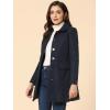 imageAllegra K Womens Winter Overcoat Peter Pan Collar Flap Pocket Single Breasted CoatDark Blue